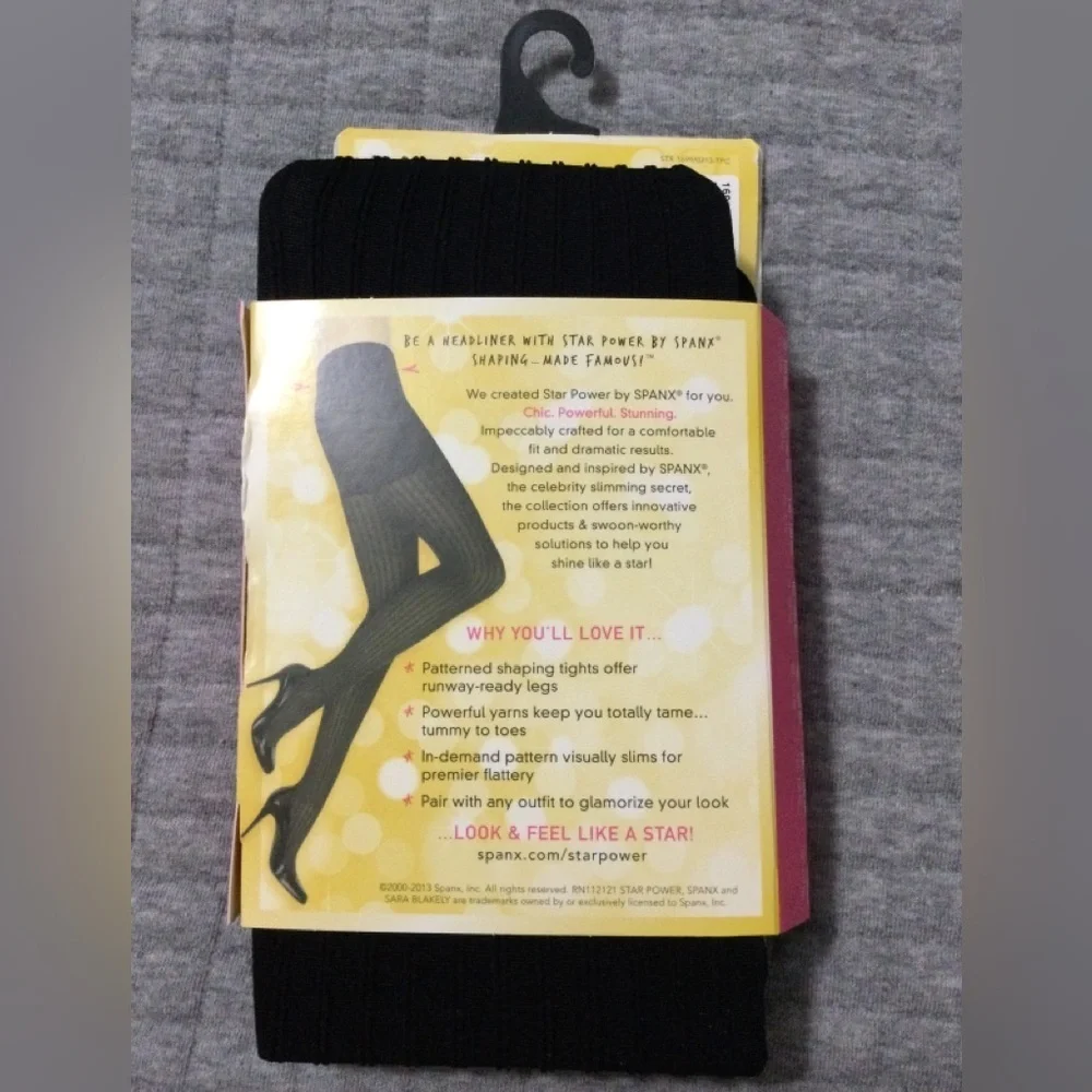 Lot of 2 Star Power by Spanx Black Ribbed Row Patterned Shaping Tights